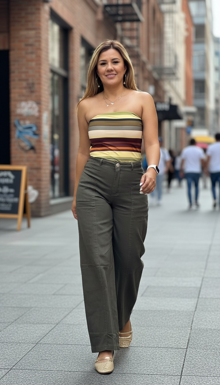 Jeans Color Verde Corte Barriel Jean con Costura y Bolso al Frente